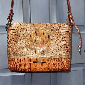 Brahmin NWOT Croc Embossed Leather Crossbody Bag in Brown Color